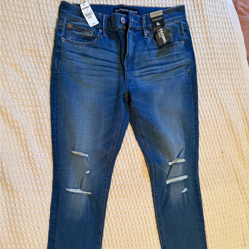Express Dark Blue Distressed Women Jeggings
